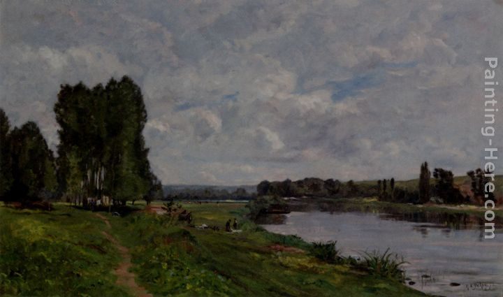 Washerwoman On The Riverbank painting - Hippolyte Camille Delpy Washerwoman On The Riverbank art painting